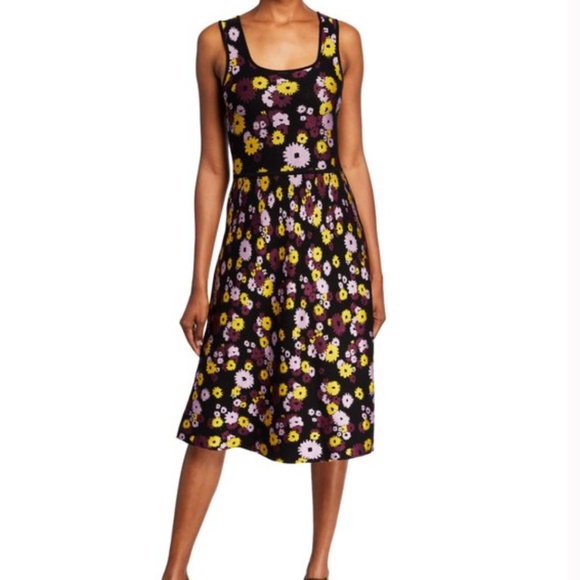 kate spade Dresses & Skirts - Kate Spade Jacquard Floral Sleeveless Black A-line Sweater Dress Large New NWT